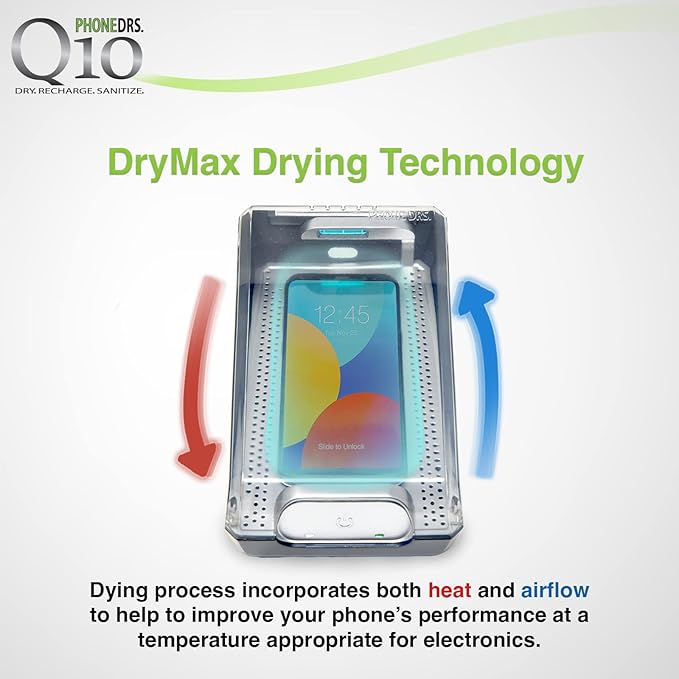 Q10 UV-C Cell Phone Sanitizer with Dryer and Qi Wireless Charging | Cleans, Dries and Charges All Phones