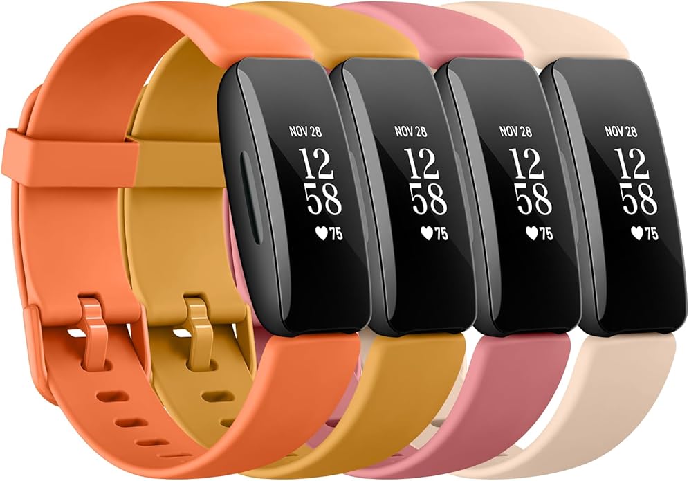 4 Pack Bands Compatible with Fitbit Inspire 2 Bands for Women Men, Adjustable Replacement Sport Wristbands Straps for Fitbit Inspire 2 / Ace 3