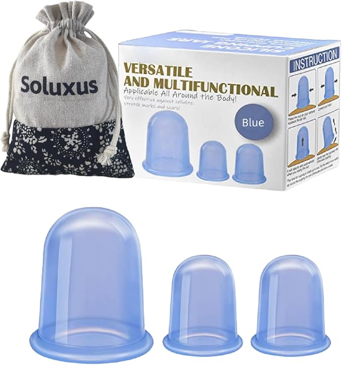 Silicone Cupping Therapy Set - 3 Professional Massage Cups with Storage Bag for Pain Relief, Cellulite Treatment & Muscle Recovery - Medical Grade Vacuum Suction Cups for Body and Face - Home Use