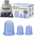Silicone Cupping Therapy Set - 3 Professional Massage Cups with Storage Bag for Pain Relief, Cellulite Treatment & Muscle Recovery - Medical Grade Vacuum Suction Cups for Body and Face - Home Use