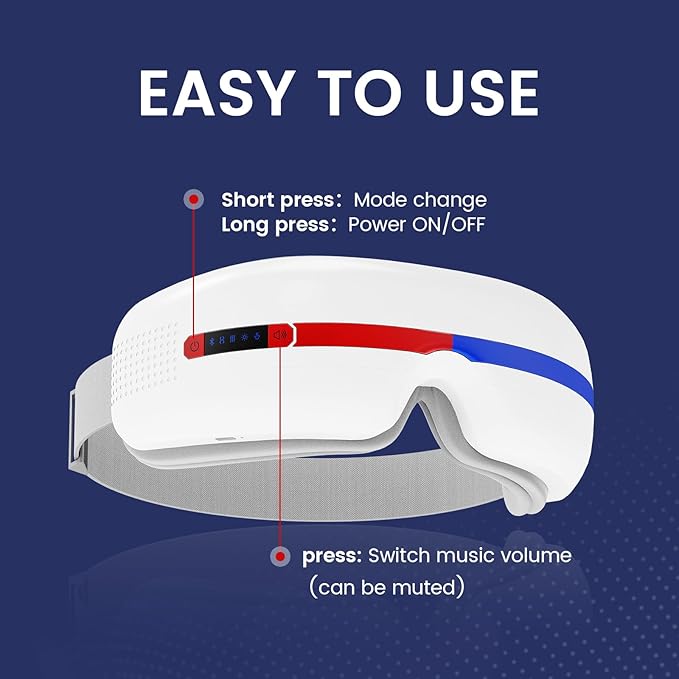 Eye Massager with Heat, Portable Electric Acupoint Pressure Massager for Migraine Relief, Dry Eyes, Dark Circles & Eye Strain, 180° Foldable Rechargeable Eye Care Machine,Ideal Gifts for Men/Women