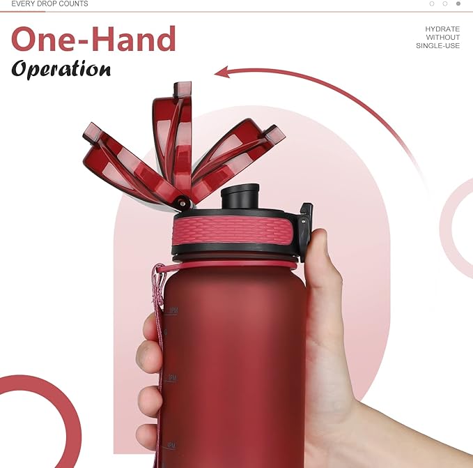 Opard 30oz/32oz Sports Water Bottle with Leak Proof Flip Top Lid BPA Free Tritan Reusable Plastic for Gym and Outdoor, Travel Water Bottle