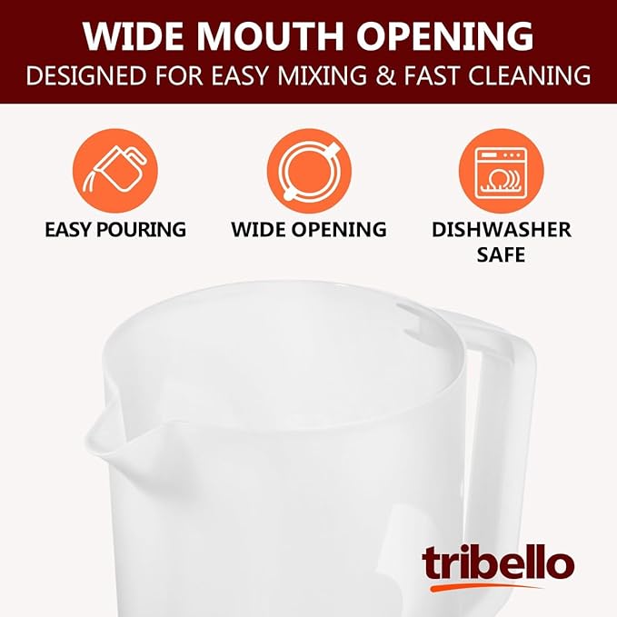 Tribello Pitcher with Lid Half Gallon, Clear Round Plastic Water Pitcher with 3-Way Lid, Ideal for Lemonade, Ice Tea, and Drinks, Freezer/Dishwasher Safe, and BPA Free (0.5 Gallon/2 Liters)