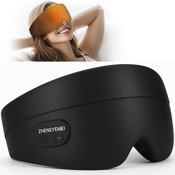 Heated Eye Masks for Dry Eyes, Cordless Silk Mask, 3 Heat Levels Electric Heating Pad for Eye Strain Relief & Fatigue,Ideal Eye Mask for Men Women,Sleep,Travel,Relaxation