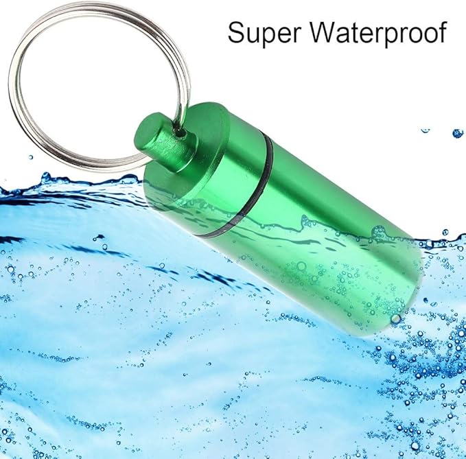 KIKYO Waterproof Aluminum Mini Pill Case Organizer, 9 Compartments, Keychain Pill Box with Outdoor Medicine Holder
