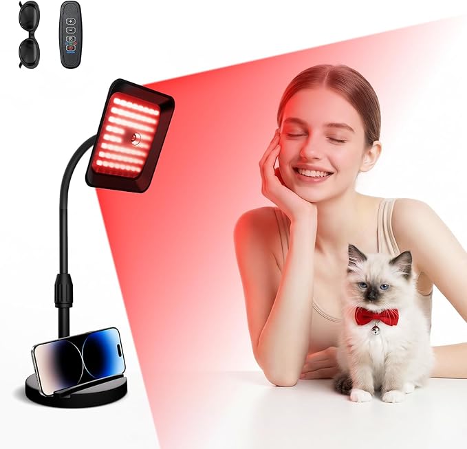 SJZX Red Light Therapy for Face Body, 360° Adjustable Infrared Light Therapy Lamp with 660nm 730nm 850nm LED Red Lights Panel Device, Home use with Goggles & Phone Stand, Ideal Gift for Women Mom Wife