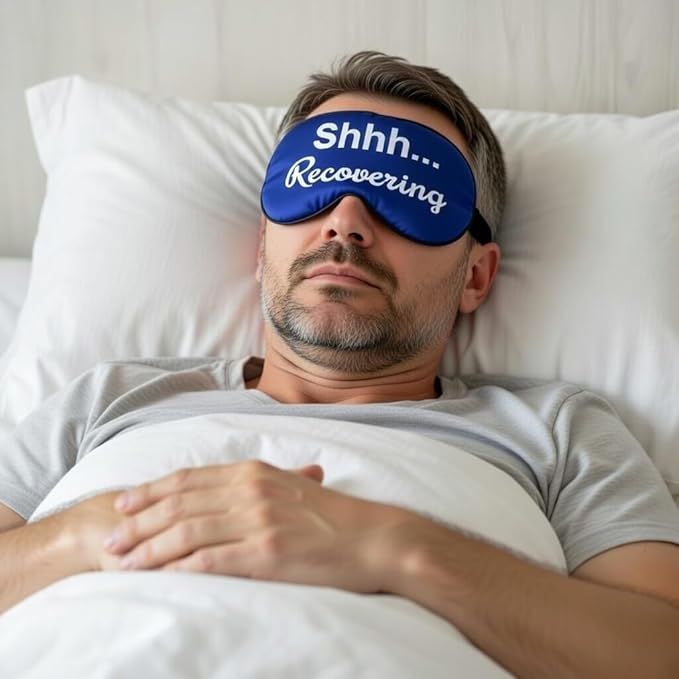 Shhh... Recovering Ultra-Soft Sleep Mask for Men & Women – Light Blocking Eye Mask for Patients – Get Well Soon Sympathy Gift – Perfect After Surgery Recovery Gift for Family & Friends