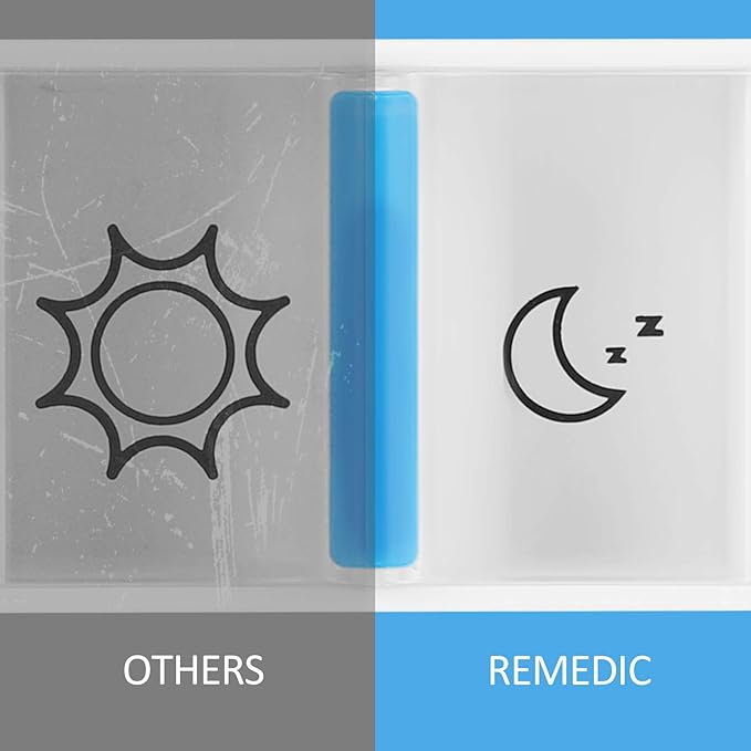 Remedic Daily Pill Dispenser BPA-Free Large Clear Compartments Travel Medicine Organizer Case with Slide Open 4-Times-a-Day Vitamins Supplements Holder Gift Set Include Leather Sleeve…