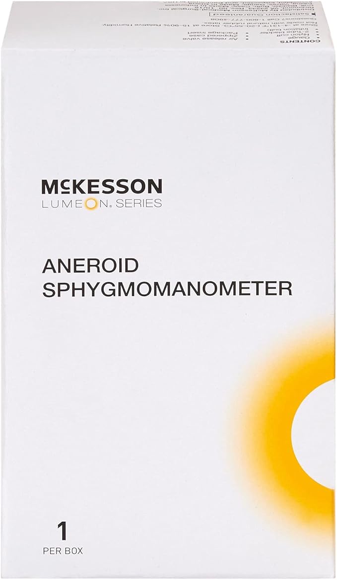 McKesson LUMEON Deluxe Aneroid Sphygmomanometer, Blood Pressure with Cuff, Pocket Size, Green, Child Small, 1 Count