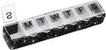 Soleebee Portable Weekly 7 Day Pill Organizer, Bling Crystal Pill Box Case, Travel Pill Planner, Pill Dispenser, Medicine Vitamin Container Organizer (Black)