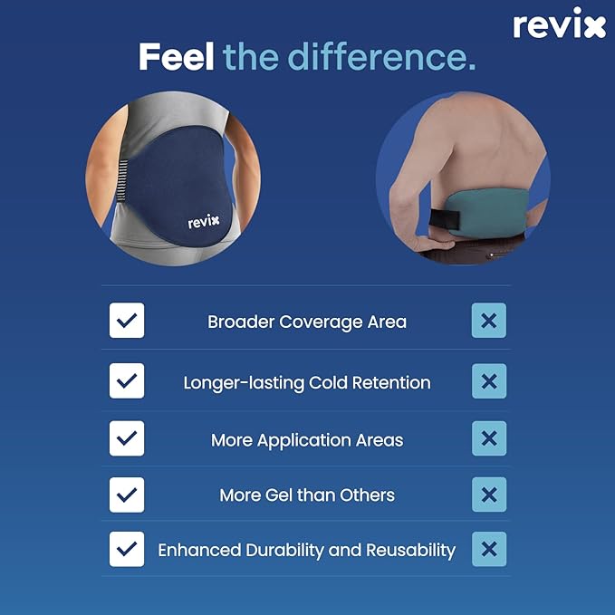 REVIX Extra Large Ice Pack for Back, 2 Packs, Reusable Gel Ice Pack Wrap for Lower Back, 13.4” x 11”, Cold Compress Therapy for Waist, Lower Lumbar, Tailbone Discomfort Relief, Muscle Relaxation