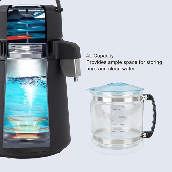 Distiller Water Container, Water Filter Pitcher,4L Multipurpose Glass Collection Bottle Distilled Water Maker Machine for Countertop Home Beauty Distillers