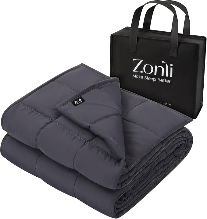 ZonLi Weighted Blanket for Adults (60"x80", 25lbs, Dark Grey) Queen Size High Breathability Cooling Heavy Blanket, Soft Material with Premium Glass Beads, All-Season, Easy Care