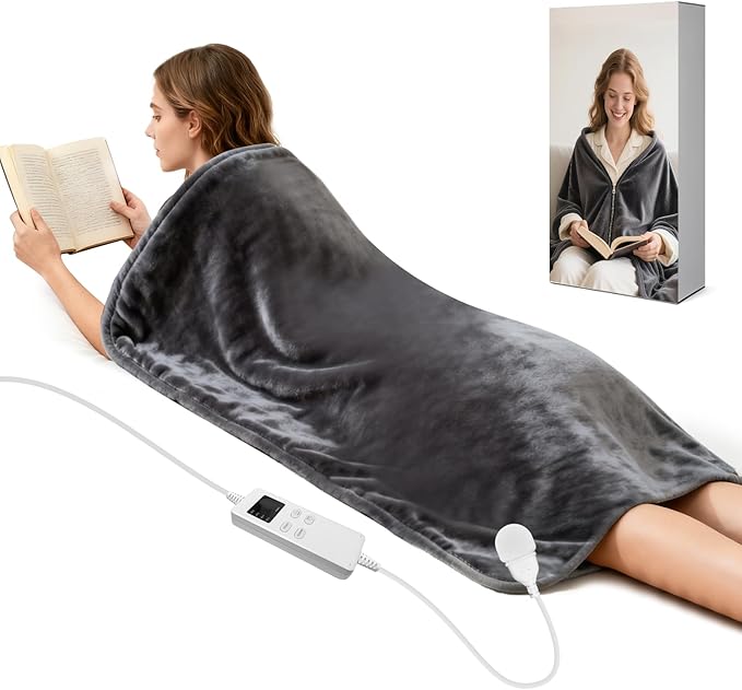 Extra Large Heating Pad for Back Pain Period Cramps Relief, King Size 59x27 Full Body Wrap Around Electric Heat Pad, Plug in Wearable 2 in 1 XXL Heat Cloak, Gift for Women Men Elders Home Office Use