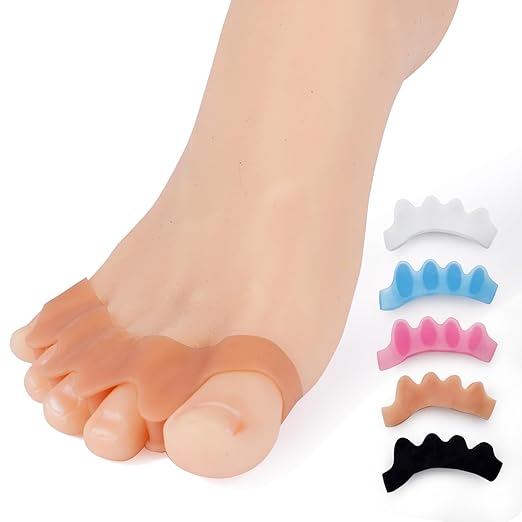NudeSense Beige Toe Separators – Invisible Bunion Corrector & Hammertoe Straightener for Overlapping Toes, Plantar Fasciitis Relief – Discreet Gel Toe Spacers for Yoga, Pedicure & Barefoot Comfort – Washable & Reusable (2 Pairs)