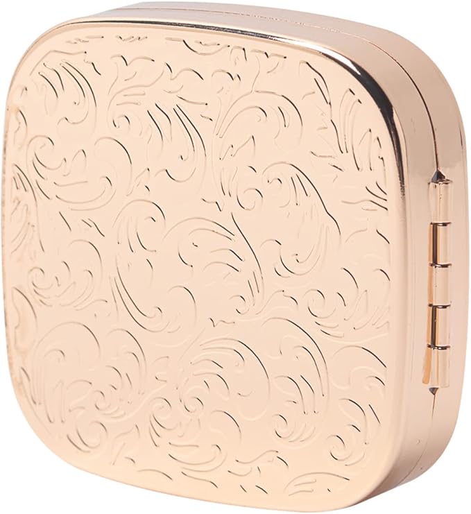 Portable Metal Travel Medicine Box/3 Compartments (Square Gold)