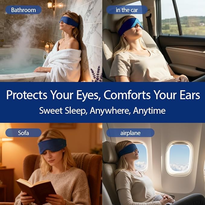 Sleep Mask for Side Sleeper，Soft and Comfortable Sleep mask, 100% Light-Blocking, Adjustable Design, Unisex fit, Perfect for Travel, Flights, and naps. (Blue)