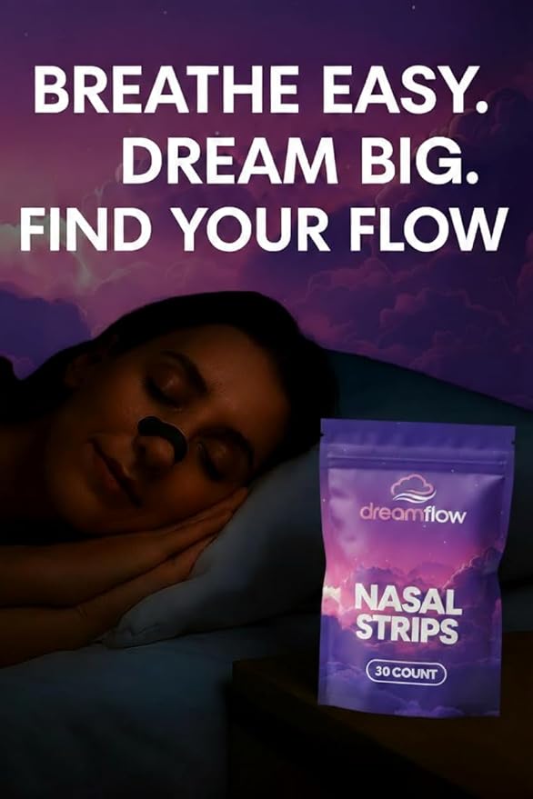 Nasal Strips for Deep Sleep - Lightweight Comfortable Nose Tape with Strong Easy-Grip Adhesive for Painless Removal - Hypoallergenic Latex-Free Nose Strips for Breathing & Snoring Relief