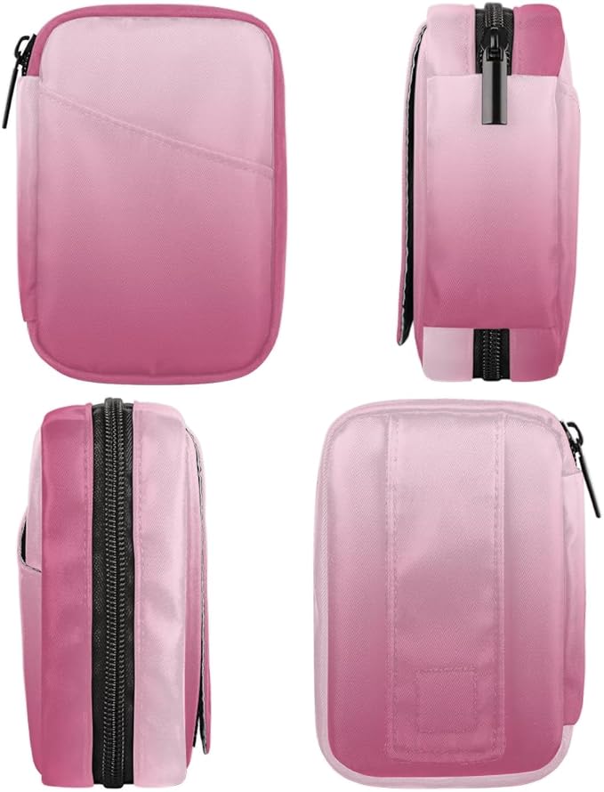 Weekly Travel Pill Organizer Case for Purse with Removable 7 Day Box Portable Compact Size Pill Box Fashionable Pill Container for Medicine Vitamin Supplement Pink White