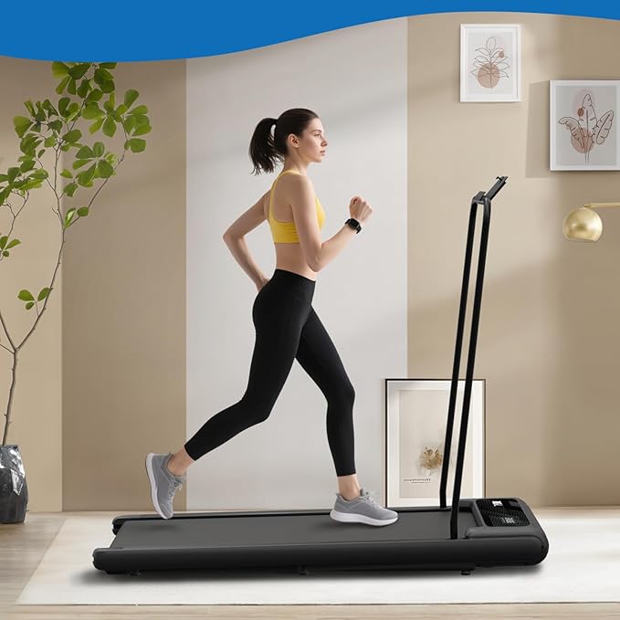 Treadmill with Handles, 2.5HP Walking Pad Treadmills with Handle Bar, Under Desk Treadmill with Remote Control LED Display, Electric Treadmills for Home Small, 270LBS Capacity