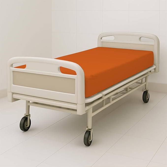 1 Pack Fitted Hospital Bed Sheets - Soft Microfiber Hospital Fitted Sheet - Hospital Bed Fitted Sheets (Orange, 36" x 84" x 12")