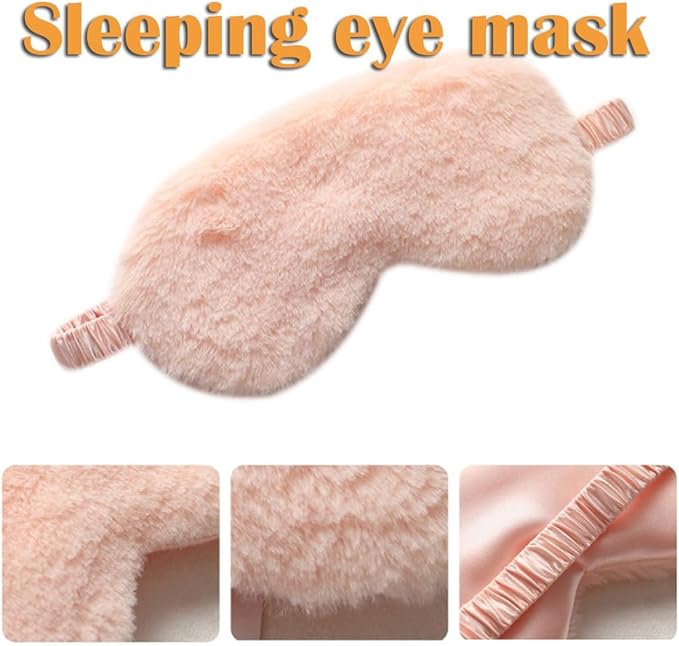 AKOAK 1 Pack Plush Sleep Eye Mask, Soft and Comfortable, Breathable Light Blocking Sleep Protector, Suitable for Adults, Children, Birthday Party Gifts (Pale Pinkish Grey)
