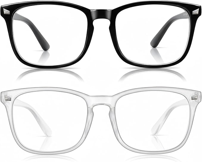 2 Packs Professional Sleep Glasses with 97.6% Blue Light Blocking Dual AR Coatings Clear Lens, Computer Gaming Glasses for Men Women, Anti Fatigue & Eye Strain