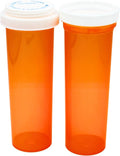 Five Star Supplies Plastic Pill Bottles - Reversible Cap Easy Open & Child Resistant - Pill Container Prescription Vial - Easy Open/Push N Turn (Amber, 60 DRAM 90 ct.)