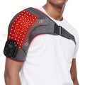 Cordless Shoulder Heating Pad with Massage, Red Light Massager for Soothe Discomfort, Heated Support Wrap for Muscle Comfort, Men & Women. (Grey)
