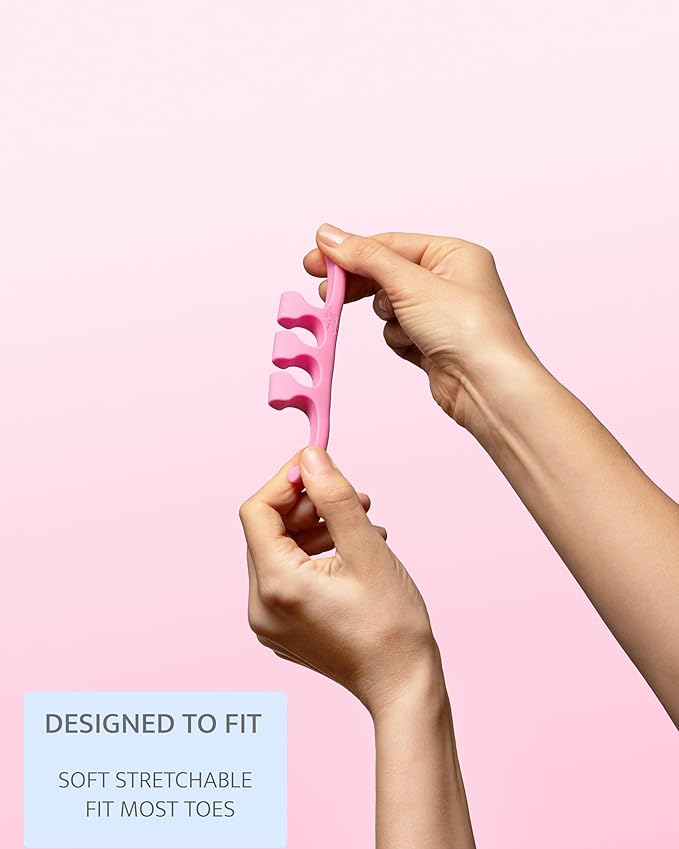 Gel Toe Separators for Women & Men - 4 Pieces Soft Silicone Pedicure Toe Spacers for Separating Toenails - Toe Polish Separators, Yoga, Relaxing, Nail Art and more - (Pink & Blue Ombre)