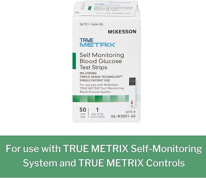 McKesson True METRIX Blood Glucose Test Strips for Diabetes [50 Strips] Self-Monitoring System
