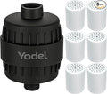 Yodel Shower Filter with 6 Cartridge Matte Black - Hard Water Softener, 99% Removes Chlorine & Impurities, Improves Skin & Hair Condition, Universal Fit for Shower Heads