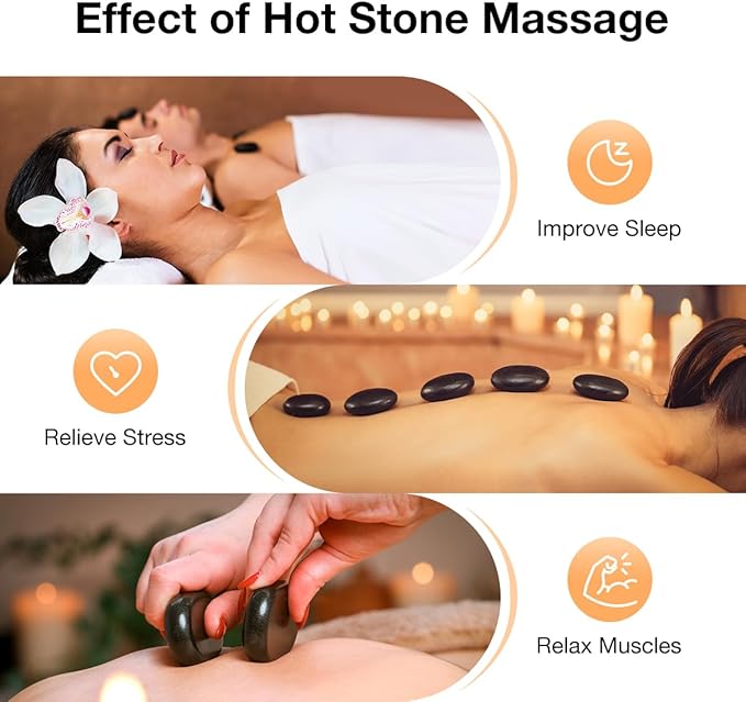 Hot Stones Massage Set, 18 Pcs Basalt Hot Stones with Heater Kit, Massage Stones for Professional or Home spa, Relaxing, Healing, Pain Relief