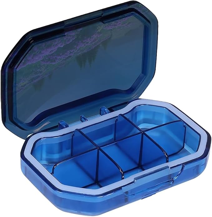 This Portable Pink Rhododendron Sunset Pattern 6-Compartment Pillbox Can Be Placed in A Pocket Or Wallet to Store Vitamins, Medicines Fish Oil Health Supplements Other Medications.