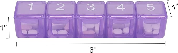 e-Pill 5 Times a Day x 7 Day Large Weekly Pill Organizer, Vitamin and Medicine Pill Box - with Discreet Case and Pill Reminder