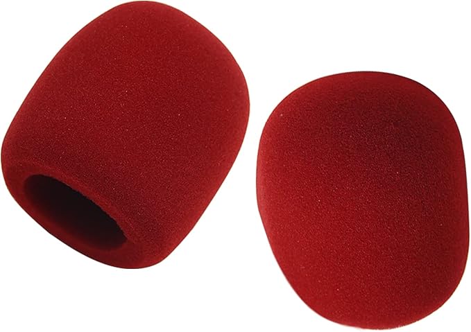 Fielect 2Pcs Microphone Cover Sponge Foam Mic Cover Handheld Microphone Windscreen Shield Protection Micro Foam Filter Wine Red for KTV Broadcasting