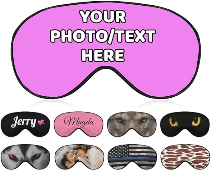 AMAPARK Custom Sleep Mask Add Your Own Design Personalized Photo Text Logo Soft Sleeping Masks for Men Women Wedding Anniversary Customized Gift, Violet