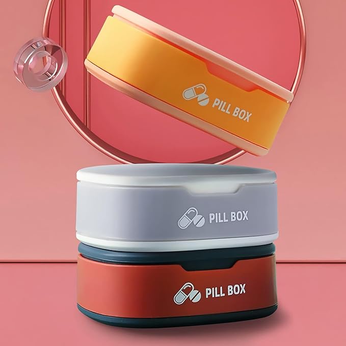 Pill Box 4 Times a Day Daily Pill Container Portable Pill Holder for Purse Compact Medicine Pill Organizer Vitamin Case Ideal for Travel (Pink)