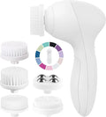 Facial Cleansing Brush Face Scrubber Exfoliating Cleaning Skin Care Cleanser Wash Women Girls Electric Beauty Powered Exfoliator Skincare Spin Tools Scrub Washer Self Care by VISOFO (Pearl)