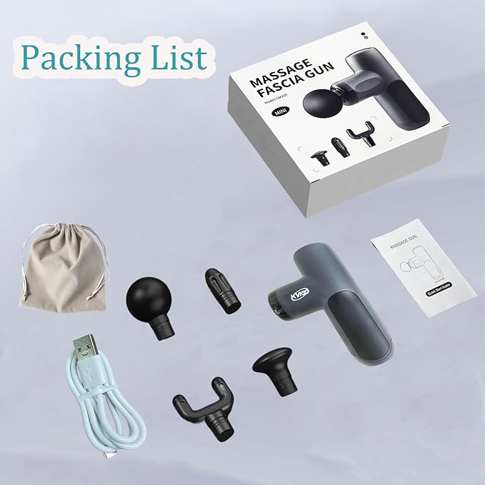 Mini Massager Gun, Massage Gun Deep Tissue with 4 Attachments, Portable Muscle Massager Gun for Back, Body Sore Muscles, Pain Relief, Rechargeable Small Massage Gun for Office, Home, Athletes