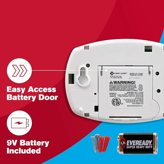 First Alert CO400 Carbon Monoxide Detector, Battery Operated, 6-Pack , White