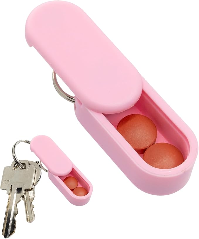 Micro Keychain Pill Holder Single Pack – Lightweight Magnetic Pill Organizer for Daily Medication Storage, Portable Pill Case for Travel, Durable and Discreet (Blush)