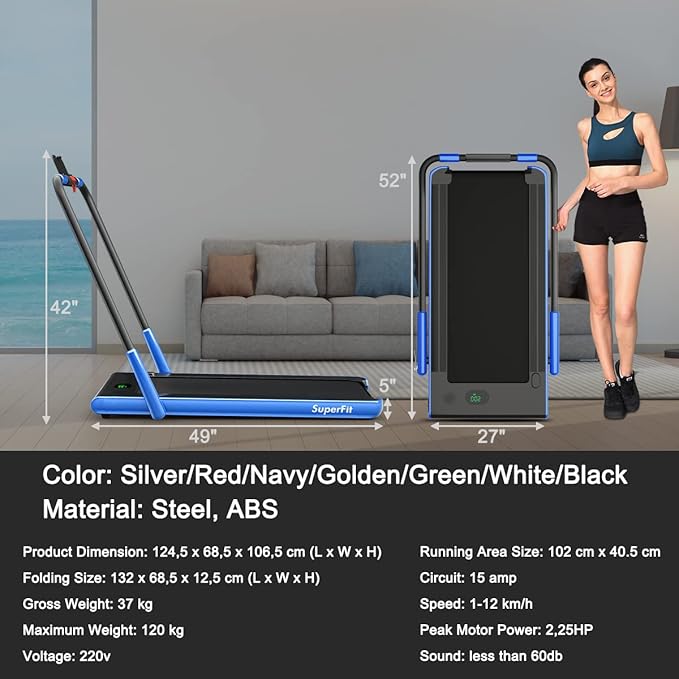 GYMAX Walking Pad, Foldable Under Desk Treadmill with LED Monitor, Remote Control, Smart App Control, Folding Portable Desk Treadmill for Office Standing Desk, Home Office Treadmill