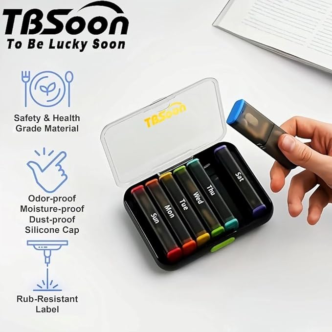7 Day Medicine Pill Organizer, 14 Large Compartments (Each Day Can Take Apart Use Alone),Moisture-Proof,Dust-Proof, Travel Weekly/Daily Pill Box/Organizer/Case/Container/Dispenser, AM/PM 2 Times a Day