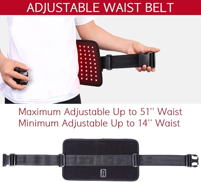 DGXINJUN Red Near Infrared Light Therapy Devices 660nm & 880nm Led Wrap Back Pain Relief for Body with Pulse Mode Flexible Pad Home Use Wearable Belt Deep Penetrating Joints Muscle Benefits (22S-WT)
