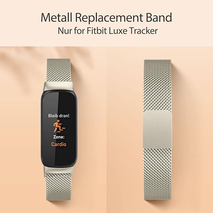 Oumida Mesh Metal Band Compatible with Fitbit Luxe Band, Stainless Steel Adjustable Loop Strap Women Men Replacement Bands for Luxe Health &-Fitness-Tracker