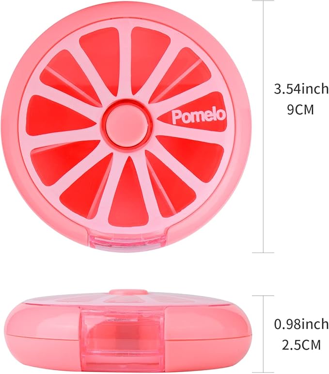 Creative Portable Mini 7 Day Weekly Circular Shape Rotary Cute Fruit Style Pill Storage Case Box (Pomelo)