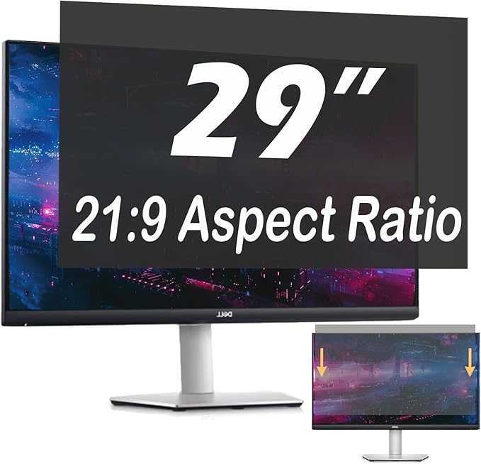 29 Inch Privacy Screen for Computer Monitor, 21:9 Anti-Spy Filter for Laptop & PC Display, Blue Light Blocking Anti-Glare Reversible Protector Film, Easy Slide-Mount Installation(29 Inch Widescreen(21:09))
