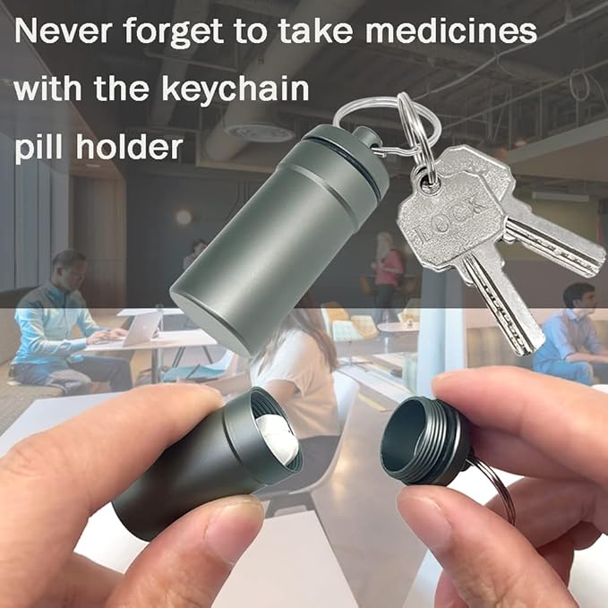 3 Packs Waterproof Aluminum Pill Fob Container, EFFIET Nitro Bottle Holder Nitroglycerin Pill Case Emergency Keychain Pill Holder for Medicine Organizer Dispenser (3 Packs Matt Finished)