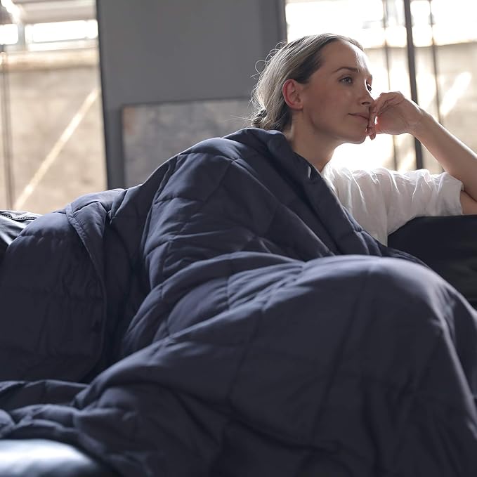 YnM Weighted Blanket,Heavy 100 Percent Oeko-Tex Certified Cotton Material(Dark Grey, 80''x87'' 30lbs), Two Persons(140~240lb) Sharing Use on Queen/King Bed | A Duvet Included